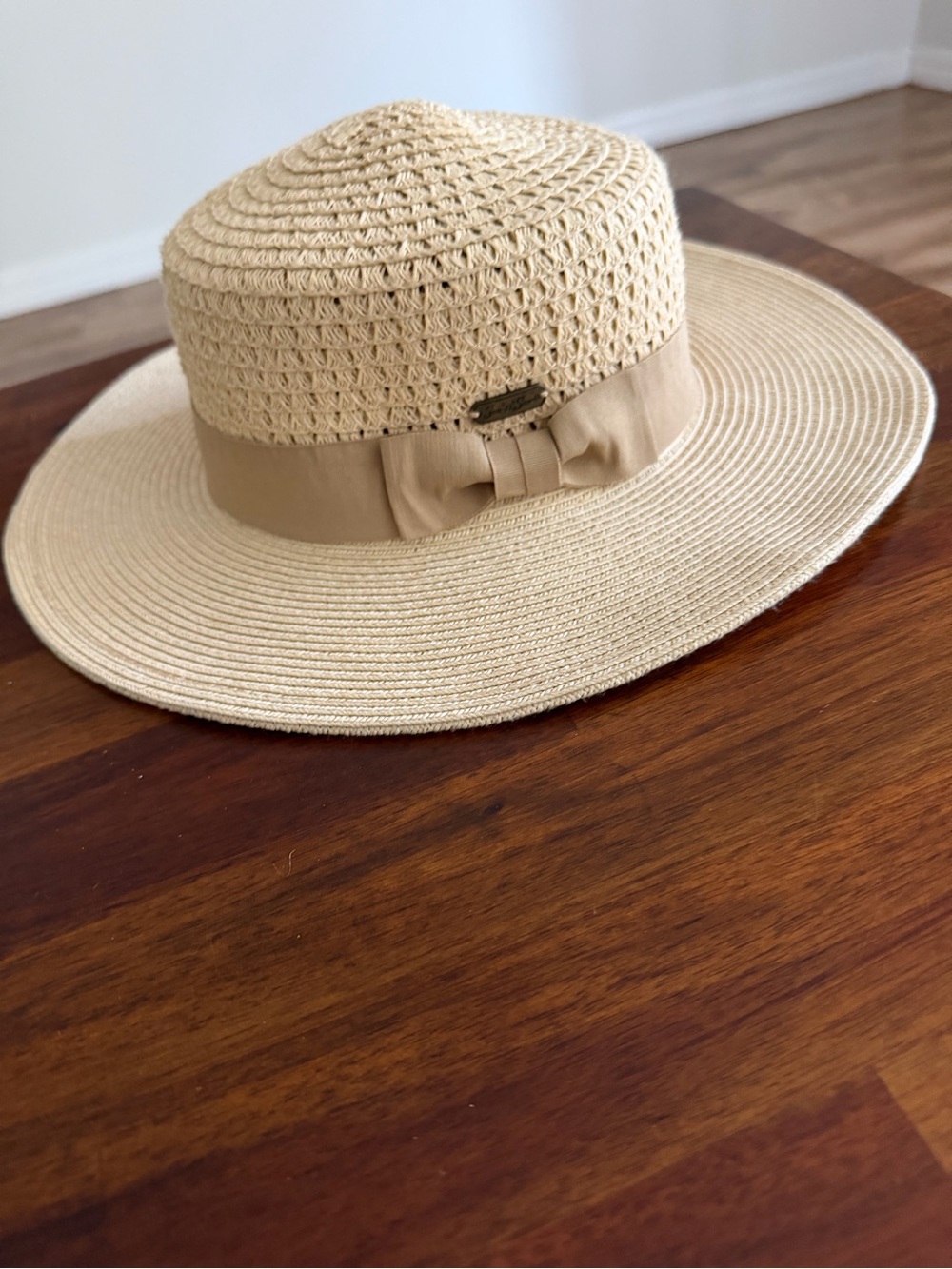 Scala Collection Handmade Wide Brim Straw Boater Sun Hat - One Size